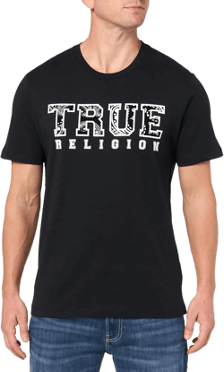 True Religion Men's Ss Paisley Flock Tee 3X-Large Jet Black