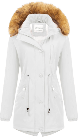 Chrisuno Women's Mid-Length Military Parka Winter Outerwear Insulated Jacket Soft Fleece Snow Faux Fur Coat