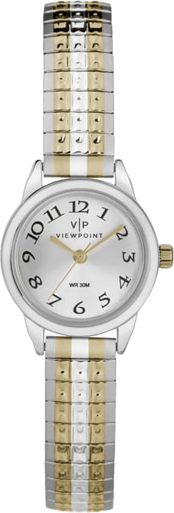 Timex by Viewpoint Women's Two Tone Expansion Band Wristwatch, Gold & Silver