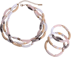 Multilayer Tube Beads Chunky Necklace Bracelets Jewelry Set for Women