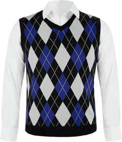 Karlywindow Mens Argyle Sweater Vests Rhombus Sleeveless V-Neck Knit Pullover Vest X-Large Blue
