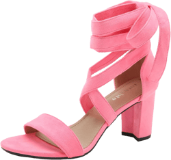 fereshte Women's Strappy Heels Lace Up Heels 3 Inch Chunky Block High Heel Dress Sandals