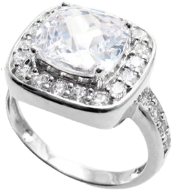 Exquisite Timeless Square Cut Clear CZ Classic Cocktail Ring in Sterling Silver.