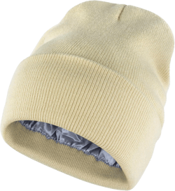 Muryobao Womens Satin Lined Knit Beanie Hat Winter Warm Cuffed Beanies Silk Lining Skull Cap One Size Beige