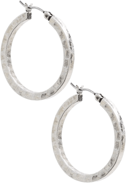 Lucky Brand Womens Small Round Silver Hoop Earring