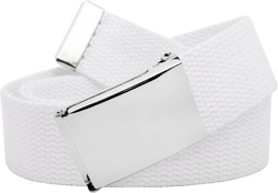 Build A Belt Women's 1.25" Wide Silver Flip Top Belt Buckle with Canvas Web Belt XXXL 36W-46W White