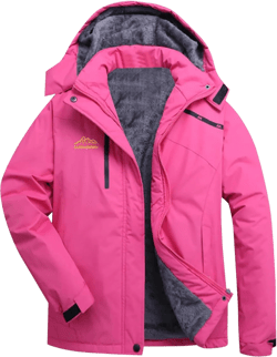 ZYXTIM 3-in-1 Winter Jacket for Women Fleece Lined Warm Waterproof Rain Coat Hooded Softshell Warm Snow Jackets Windbreaker Hot Pink Large