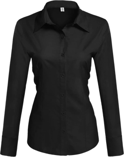 HOTOUCH Womens Cotton Basic Button Down Shirt Slim Fit Dress Shirts 3X-Large A - Black (Slim Fit, a Size Up for Relaxed Fit)