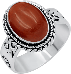5.85Cts Oval Shaped Natural Gemstone Solitaire Statement Rings For Women, 925 Silver Overlay Birthstone Statement Ring Jewelry Gifts For Mom Wife Red Jasper 10