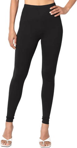 TheMogan Women's Soft High Waisted Microfiber Leggings Full Length Slim Fit Lightweight Everyday Basic Large N Black