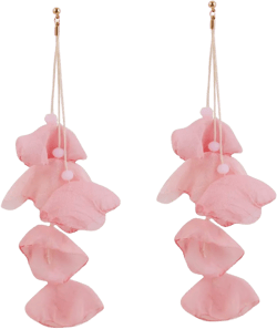 Floral Chiffon Earrings for Women - Tiered Flower Statement Tassel Earrings Long Chandelier Drop Dangle Earrings for Daily Dresses Wedding Holiday Party Pink