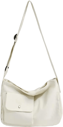 FRVXO Women's Canvas Shoulder Bag with Zipper Tote Purses Vintage Crossbody Bag Black Large Messenger Bag Hobo Bag (White) : Clothing, Shoes & Jewelry