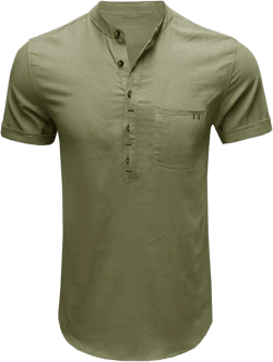 Cotton Linen Shirt for Men Casual Summer Button Short Sleeve Tee Blouse Solid Color Comfy Lightweight Slim Fit Tops
