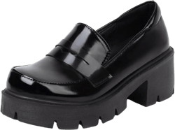 Platform Mary Janes for Womens Chunky Mid Heel Pumps Shoes Classic Comfort Slip On Dress Oxford Shoes 7 3 Black