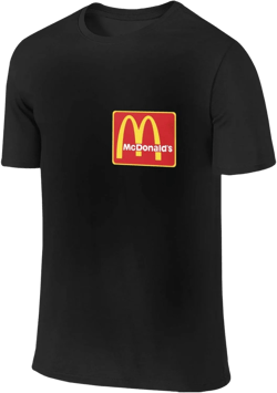 Mcd*on%alds Men's Logo Cotton T-Shirt Short Sleeve Tshirt for Men Crew Neck Tee Shirts for Adult Merch Clothes Soft Work Uniform Tops XXL Black