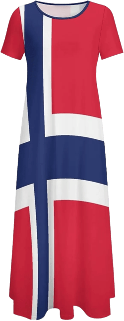 Adugen Origei Norway Flag Round Neck Short Sleeve Dress Womens Dresses Summer Dress for Women Casual T-Shirt Dress XS X-Small Style-2-5