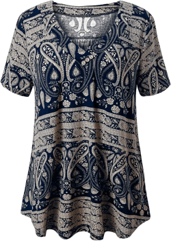 U.Vomade Women's Plus Size Tops Short Sleeve Blouses Flowy Summer Tunic Tops M-4X
