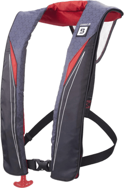 BLUESTORM Cirrus26 Inflatable PFD Life Jackets for Adults | US Coast Guard Approved Automatic Life Vest w/Manual Override Convertibility Nitro Red