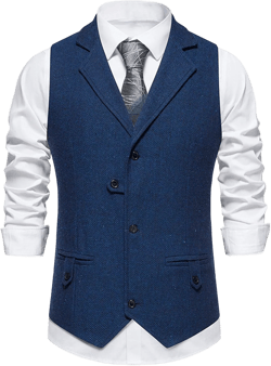 Zeiyignr Men's Suit Vest Business Formal Dress Waistcoat Prom Wedding Party Vests V Neck Solid Color Vest for Suit or Tuxedo X-Large Blue