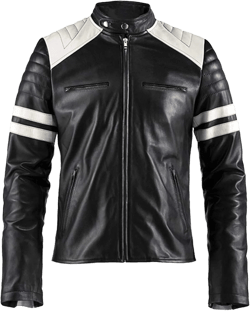 SpazeUp Mens Quilted Motorcycle Leather Jacket - Red Brown Black Vintage Biker Racer Leather Jacket for Men at Amazon Men’s Clothing store