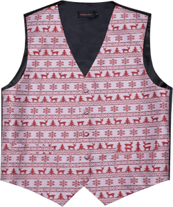 DiBanGu Mens Christmas Vest and Bow Tie Set Festival Christmas Snowflake Suit Vest for XmasNew Year Party Formal Red Deer X-Large