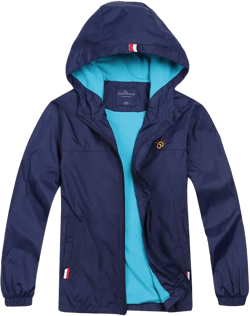 Jingle Bongala Boys Girls Lightweight Breathable Raincoat Waterproof Hooded Rain Jacket Windbreaker Easy to Fold 14-16 Navy Blue