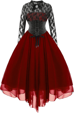 Ladies Medieval Queen Vitorian Dress, Womens Gothic Lace Ball Gown Dresses Renaissance Royal Fancy Masquerade Dress Large Wine