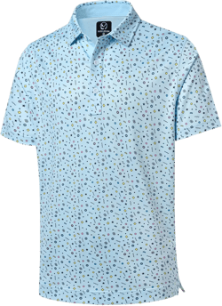 Mens Golf Shirt Moisture Wicking Dry Fit Mens Polo Shirts Dry Fit Performance Men's Golf Shirts Regular Fit Fashion Print Small Light Blue Thumbnail