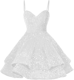 Stylefun Sequin Sweetheart Homecoming Dress for Teens Short Spaghetti Straps Tiered Cocktail Party Dresses CYM147 28 Plus Gold