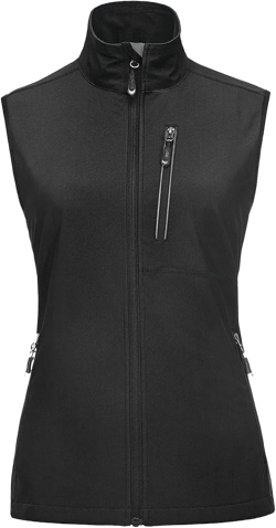 33,000ft Women's Lightweight Running Vest Outerwear with Pockets, Windproof Sleeveless Jacket for Golf Hiking Travel Small Black-1
