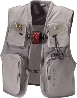 Orvis Clearwater Mesh Fly Fishing Vest - Lightweight Vest with Tool Docks, Tippet Holder Loops, and Fly Drying Patches Storm Gray Small