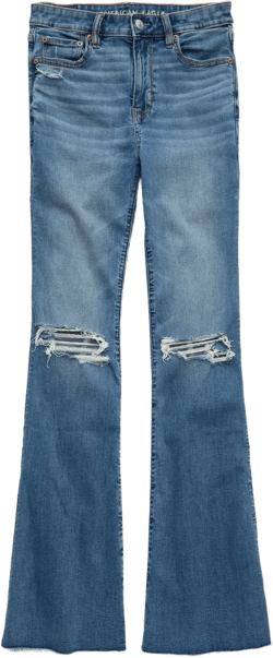 AE Next Level Super High-Waisted Ripped Flare Jean
