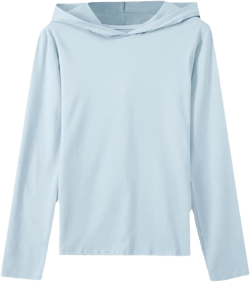 Women's Long-Sleeve Hooded T-Shirt Summer Short Sleeve Solid Hoodie Sun Protection Lightweight Cotton Soft Shirts XX-Large Light Blue