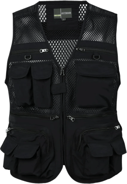 Spanye Mens Fishing Hunting Vest Outdoor Travel Utility Vest Tactical Work Jacket Multi Pocket Medium Style 01 Black