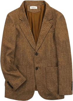 Mens Fall Herringbone Tweed Suit Jacket Business Formal Brown Blazer Gray Jacket for Men Brown 5X-Large