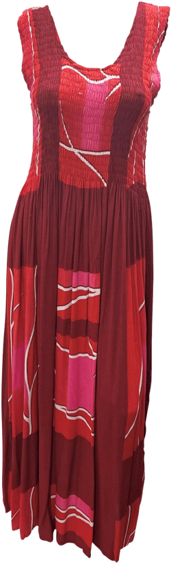 Womens Ladies Plus Size Curve Handmade Boho Abstract Print Maxi Elasticated Sleeveless Dress Free Size Up To UK Size 22 P19