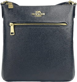 Coach Women's Mini Rowan Top Zip File Crossbody Bag in Crossgrain Leather (Black)