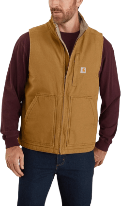 Carhartt Men's 104277 Washed Duck Mock Neck Vest - Sherpa Lined X-Large Tall Carhartt Brown
