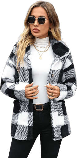 Plaid Collared Neck Button Down Jacket