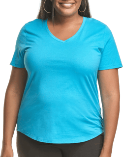 Just My Size Women's Plus-Size Short Sleeve V-Neck Tee 1X Process Blue