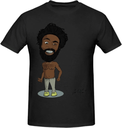 Childish Music Gambino T-Shirt Men's Short Sleeve Print Personality Fashion Casual Tee Top Black X-Large Black