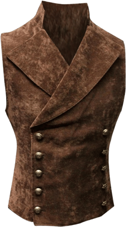 ZHUER Faux Suede Vest Mens Slim Fit Double Breasted Suit Vest Retro Gothic Steampunk Waistcoat Western Cowboy Vest Jacket X-Large Brown
