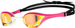 arena Unisex Cobra Ultra Swipe Racing Swim Goggles for Men & Women Anti-Fog Technology Dual Strap, Mirror/Non-Mirror Lens Yellow Copper / Pink Swipe Anti-fog Mirrored