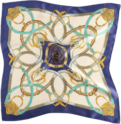 Allegra K Women's 100% Silk Floral Graphic Print Square Scarf Head Scarves Kerchief Neckerchief 21.6" X 21.6" Navy Green