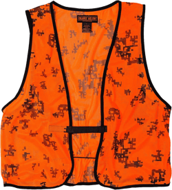 Lightweight Mesh Blaze Orange Camo Hunting Vest - Ultralightweight & Breathable, Visible Day or Night Large Blaze Orange Camo