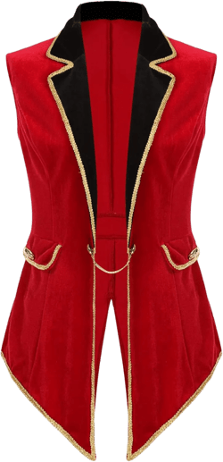 Women's Halloween Christmas Showman Circus Ringmaster Sleeveless Jacket Coat Tailcoat Vest