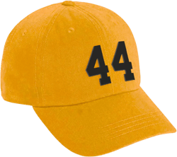 Daxton Custom Black Team Number Low Profile Adjustable Baseball Dad Hat Cap Gold Number 44