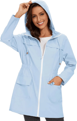Century Star Packable Rain Jackets Waterproof Womens Rain Coats with Hood Lightweight Windbreaker Jacket