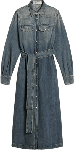 Women's shirt dress in denim with belt