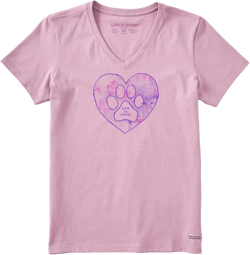 Life is Good Women's Crusher Tee Shirt, Short Sleeve Cotton Graphic T-Shirts, Trippy Paw Violet Purple X-Small